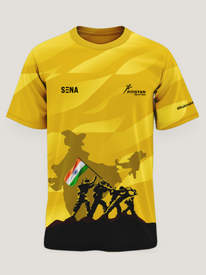 Yellow Patriotic Round Neck Dri Fit T-Shirt