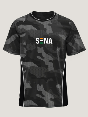 Black Grey Camo Round Neck Dri-Fit T-Shirt