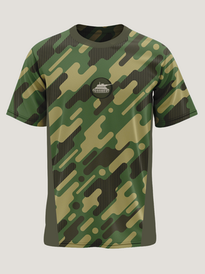 Green Army Camo Round Neck Dri- Fit T-Shirt