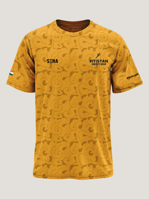 Golden Yellow Print Round Neck Dri Fit T-Shirt