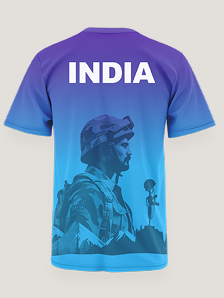 Blue Soldier Print Round Neck Dri-Fit T-Shirt