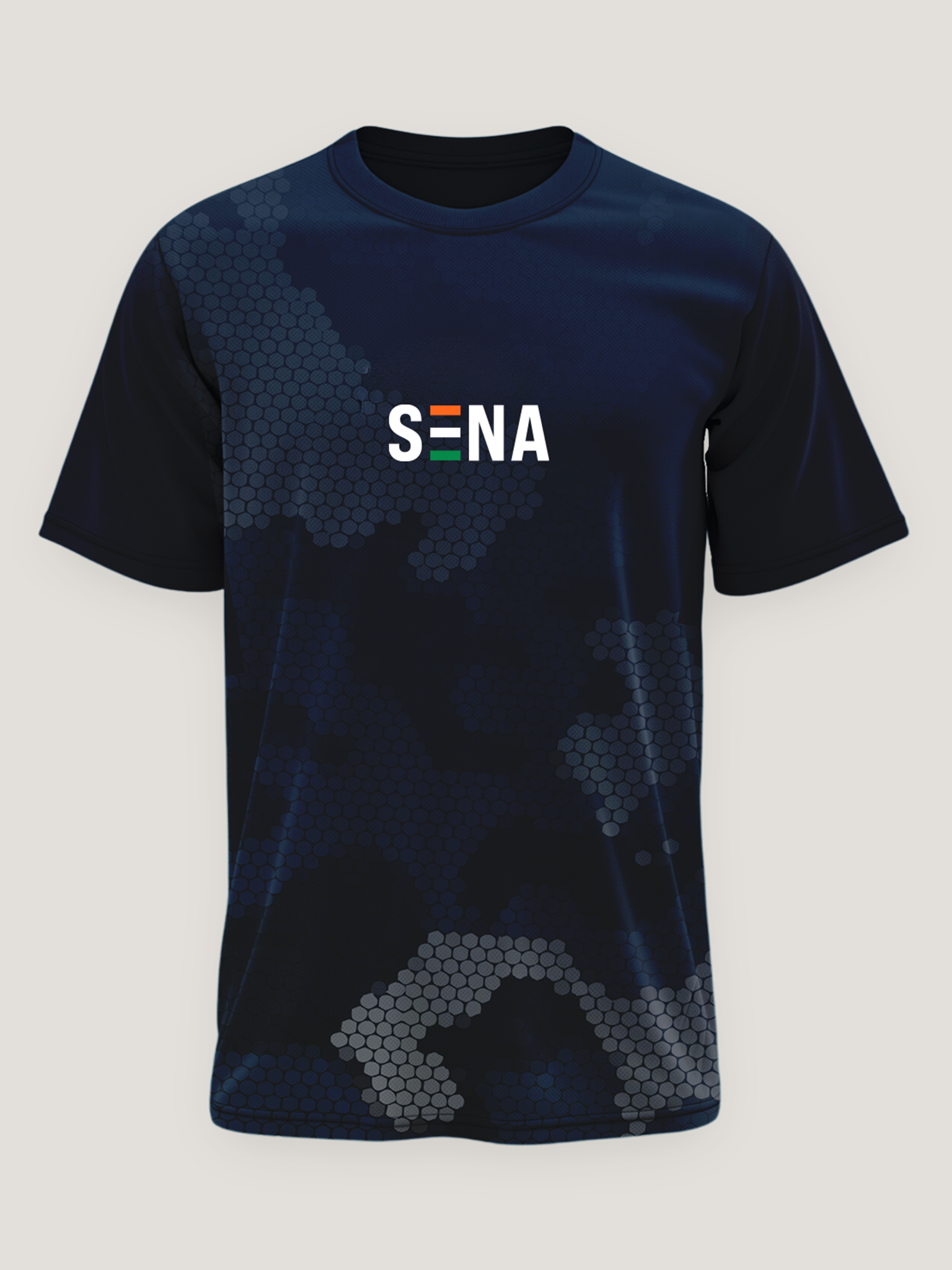 Dark Navy Camo Round Neck Dri-Fit T-Shirt | 180 GSM Athleisure Tee