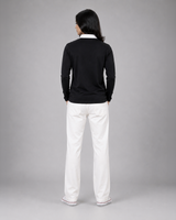 Black Full Sleeve with Tricolor Embroidered | Relaxed Fit Polo T-shirt