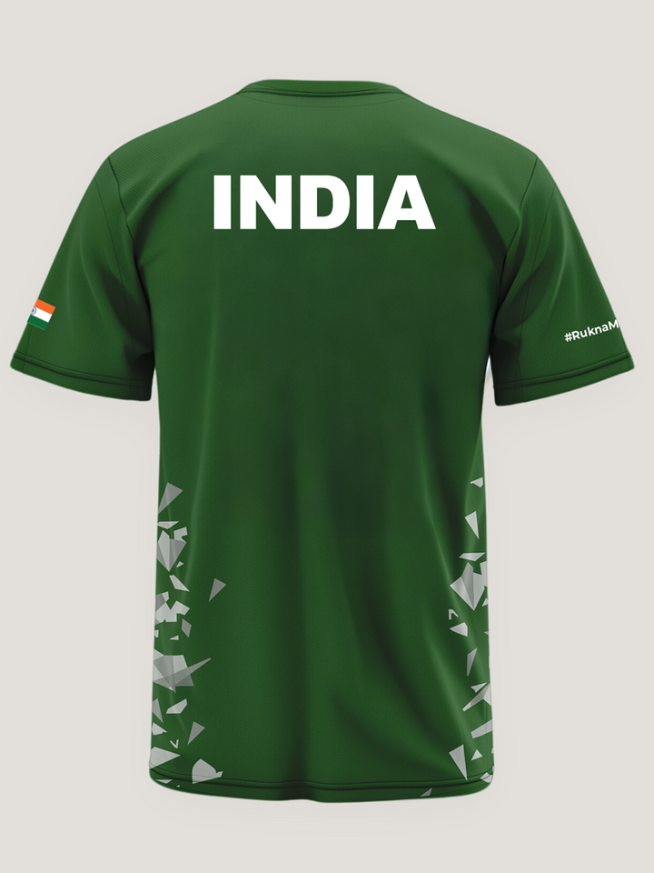 Green Abstract Round Neck Dri-Fit T-Shirt