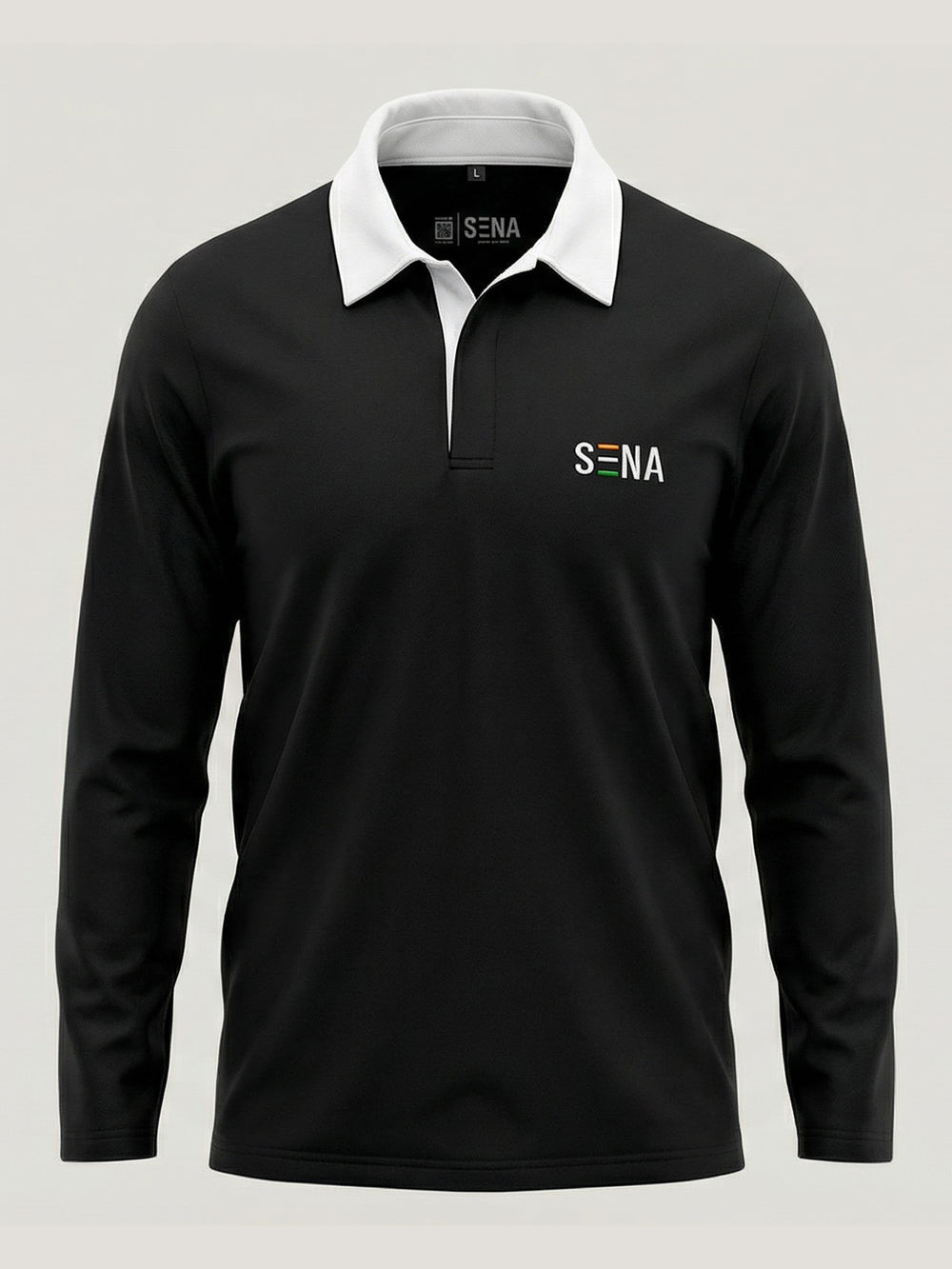 Black Full Sleeve with Tricolor Embroidered Polo T-shirt