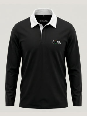 Black Full Sleeve with Tricolor Embroidered Polo T-shirt