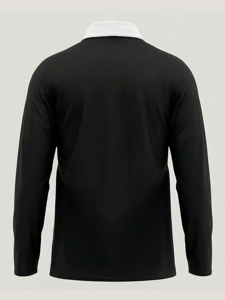 Black Full Sleeve with Tricolor Embroidered Polo T-shirt