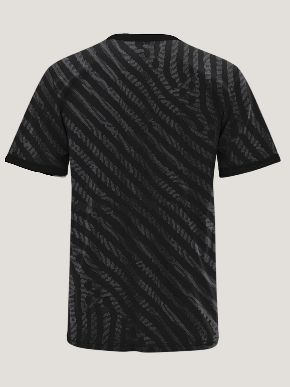 Black Abstract Print Round Neck Dri-Fit T-Shirt