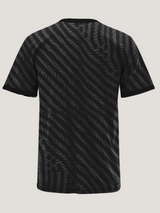 Black Abstract Print Round Neck Dri-Fit T-Shirt