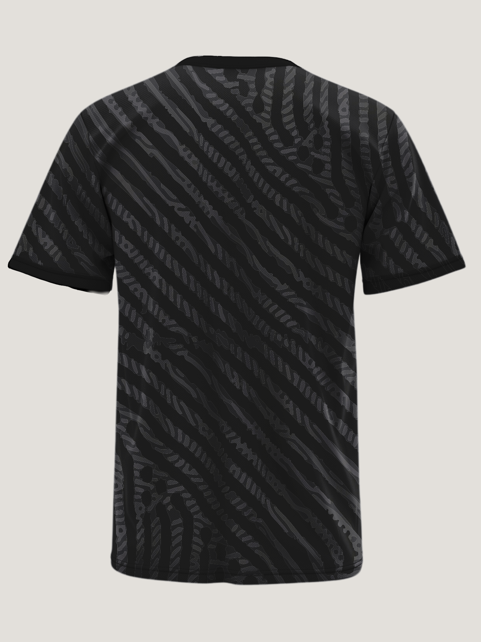 Black Abstract Print Round Neck Dri-Fit T-Shirt