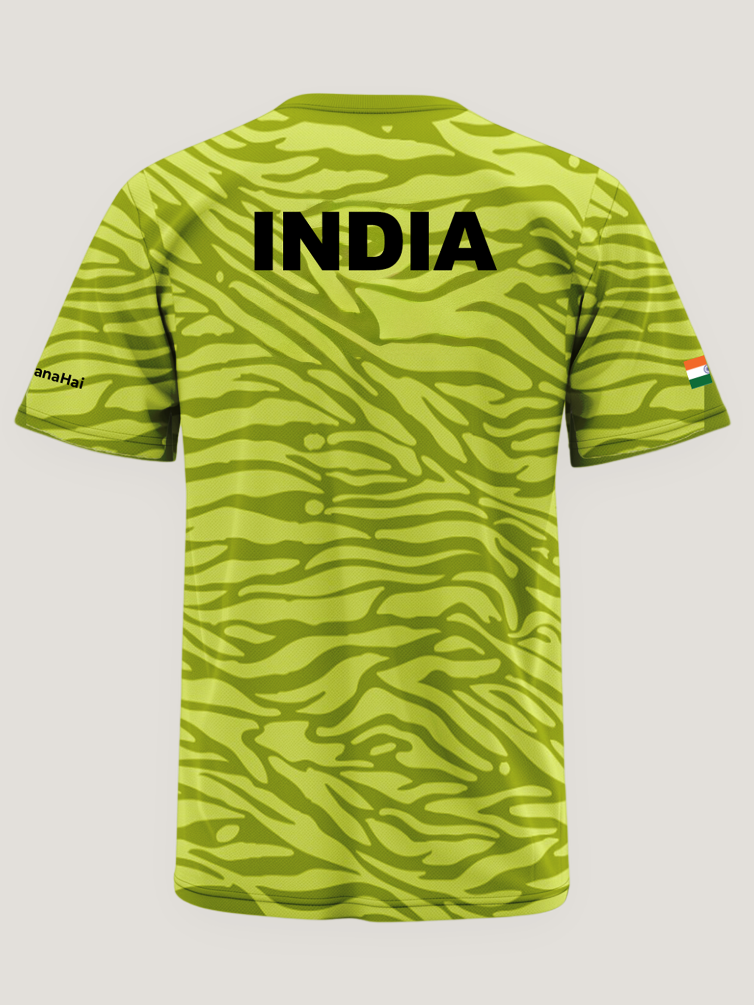 Green Tiger Print Round Neck Dri-Fit T-Shirt