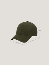 Green cap with 'SENA' branding and measurements on a light gray background