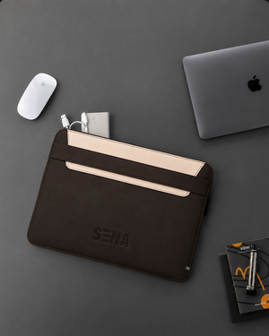 SENA Faux Leather Laptop Sleeve Brown