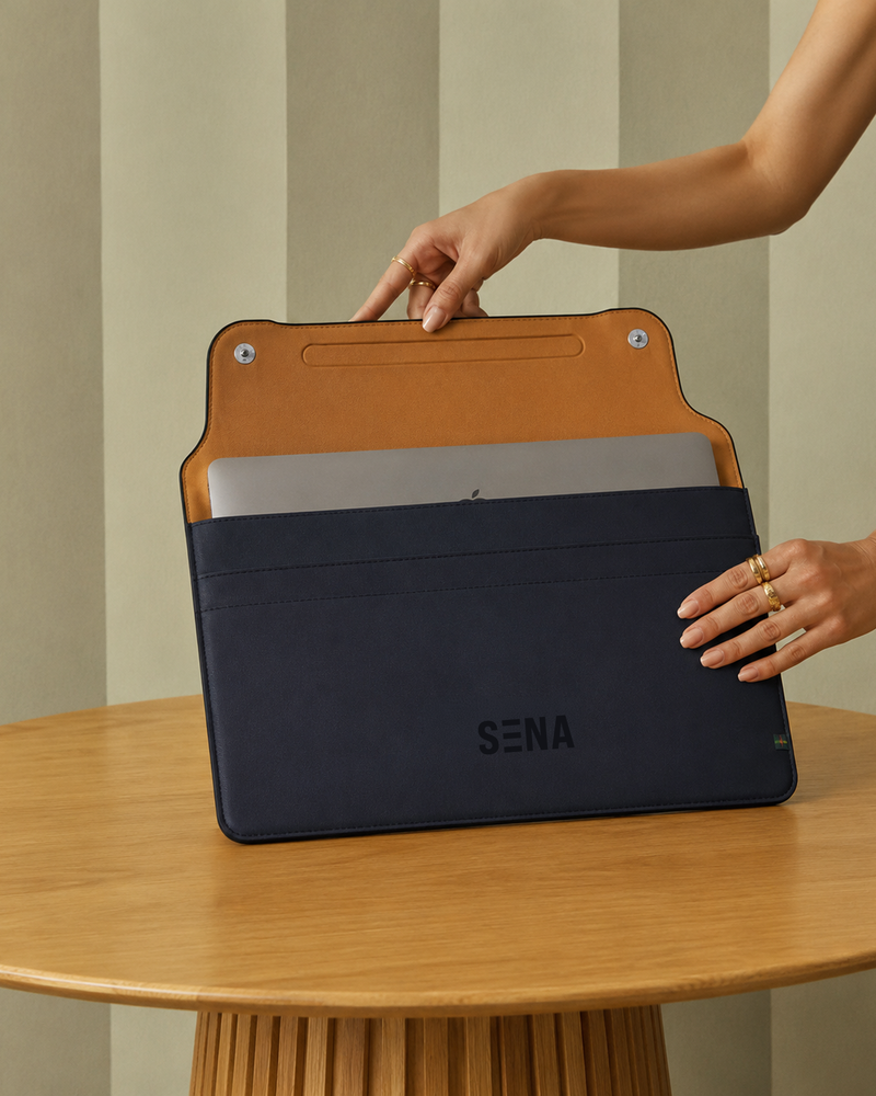 SENA Faux Leather Laptop Sleeve Blue