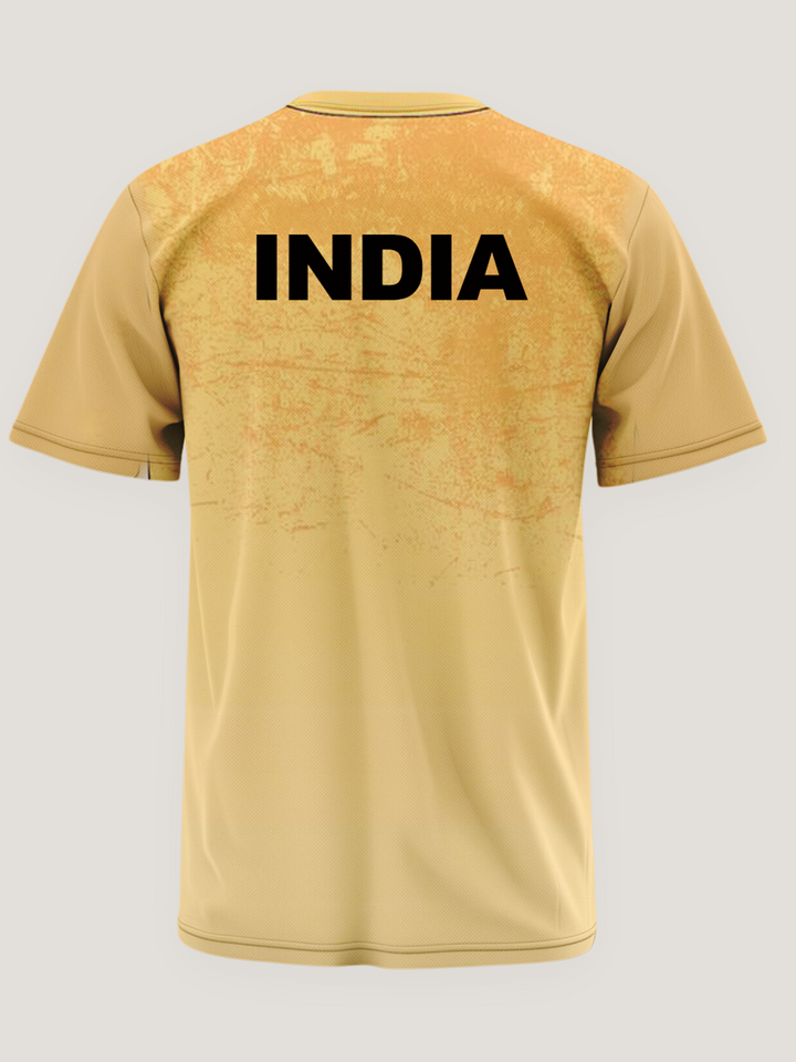 Yellow Abstract Print Round Neck  Dri Fit T-Shirt