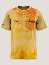 Yellow Abstract Print Round Neck  Dri Fit T-Shirt
