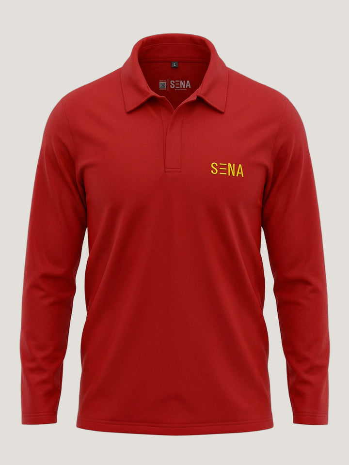 Red Full Sleeve Embroidered Polo t-shirt