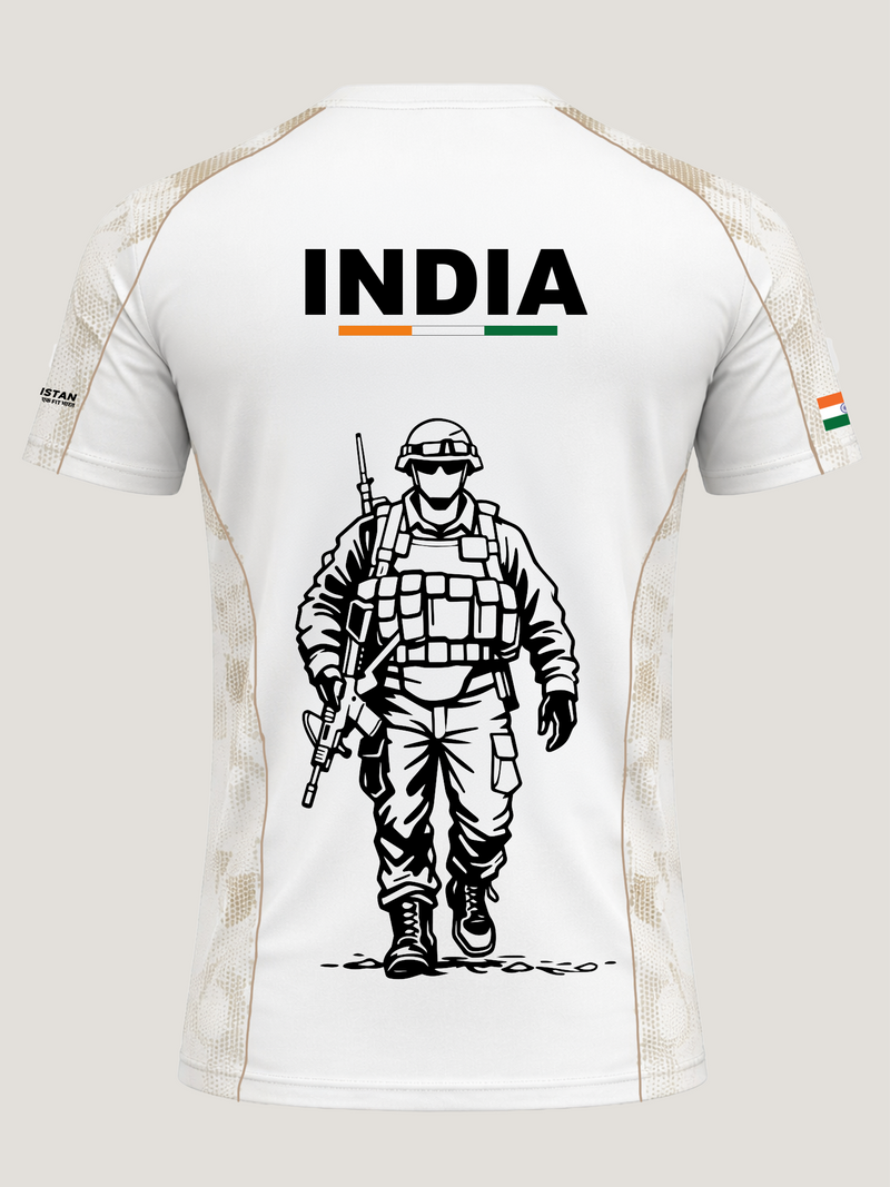 White Sena Dri-Fit Performance T-Shirt | 180 GSM | India Tricolour Edition