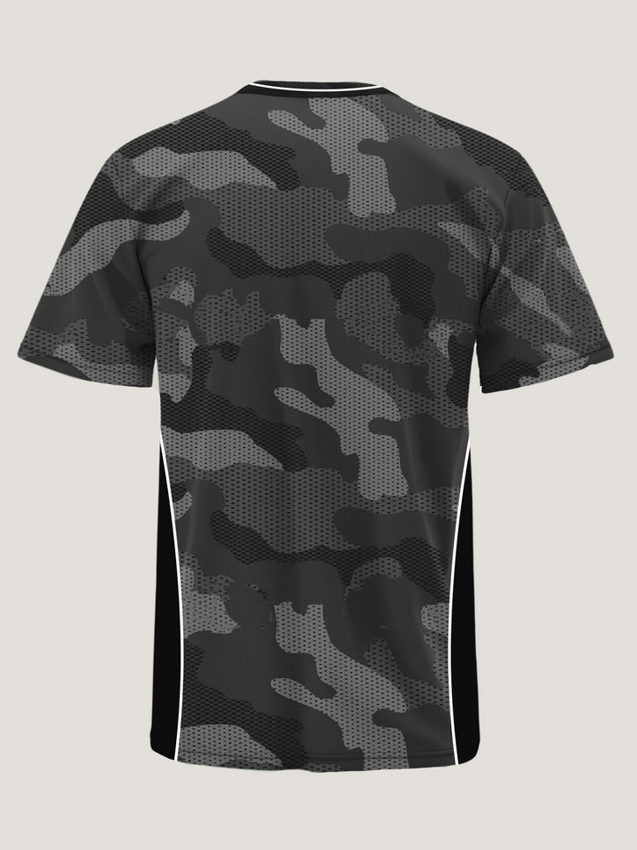 Black Grey Camo Round Neck Dri-Fit T-Shirt