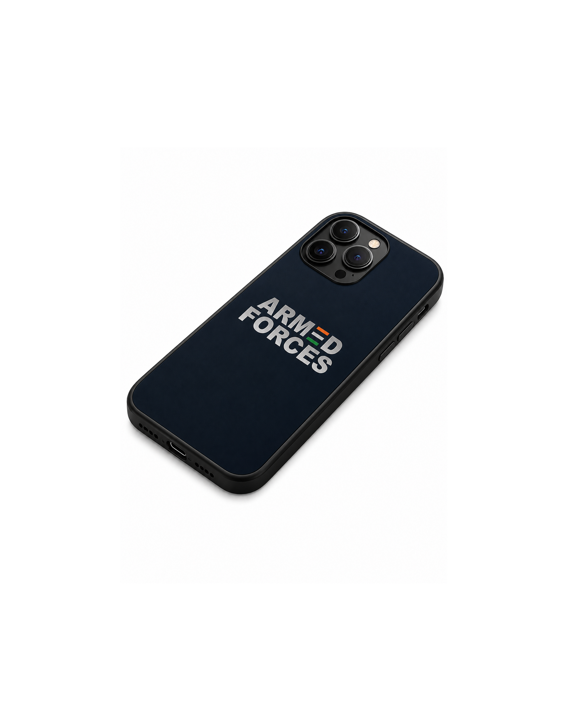 Armed Forces India Tricolour iPhone Case | MagSafe Compatible Navy Blue Cover