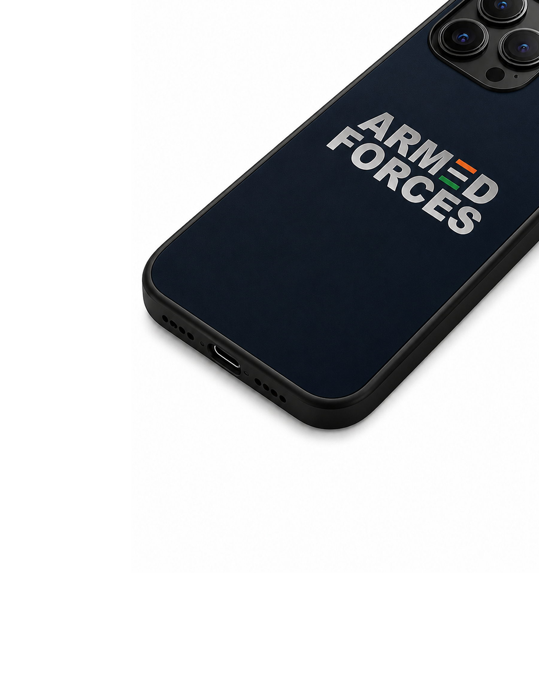Armed Forces India Tricolour iPhone Case | MagSafe Compatible Navy Blue Cover