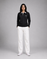Black Full Sleeve with Tricolor Embroidered | Relaxed Fit Polo T-shirt