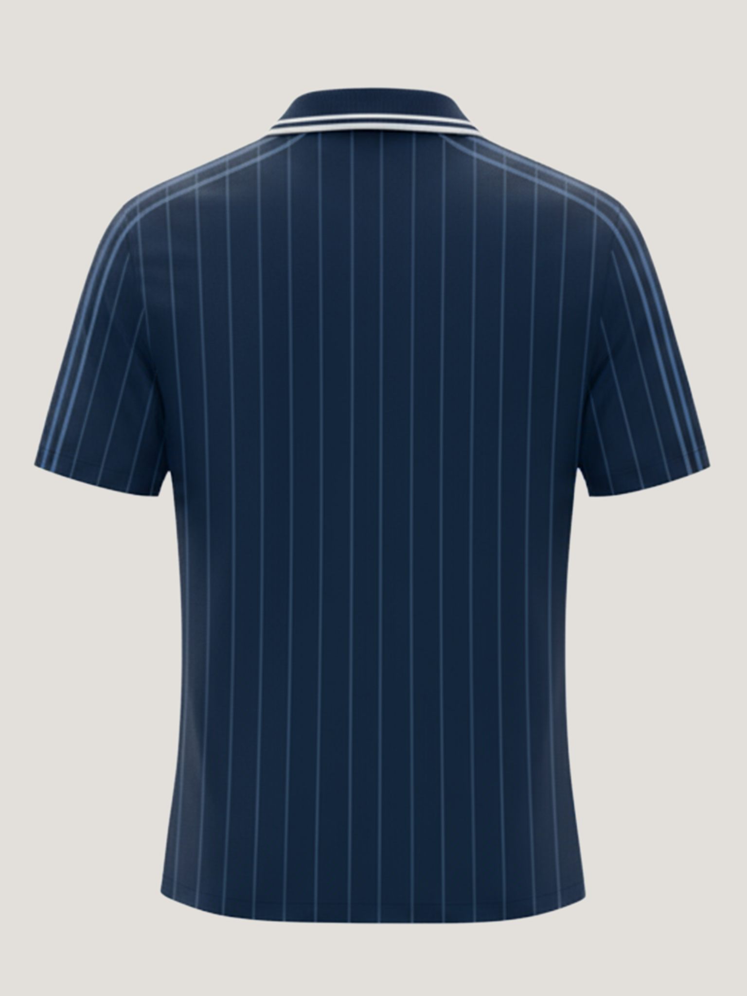 Navy Blue Pinstripe Polo Collar Dri-Fit T-Shirt