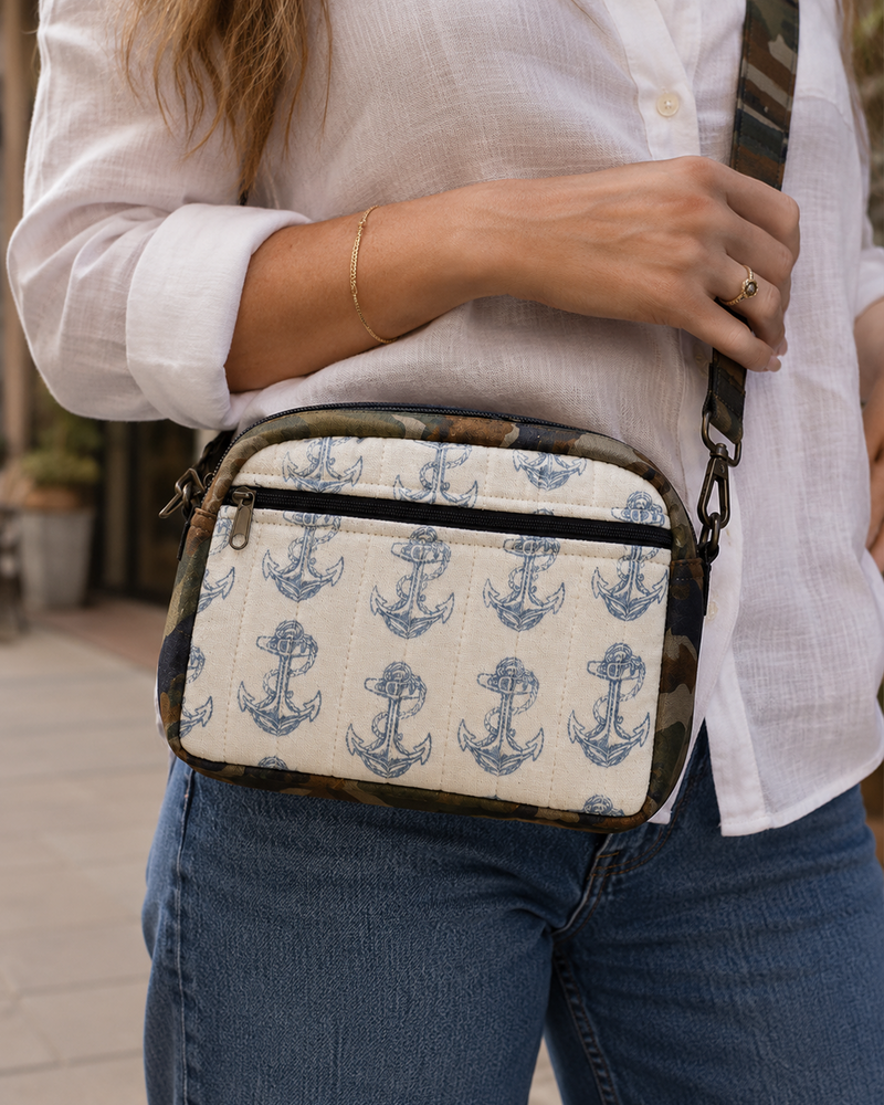 Navy Print Crossbody Bag