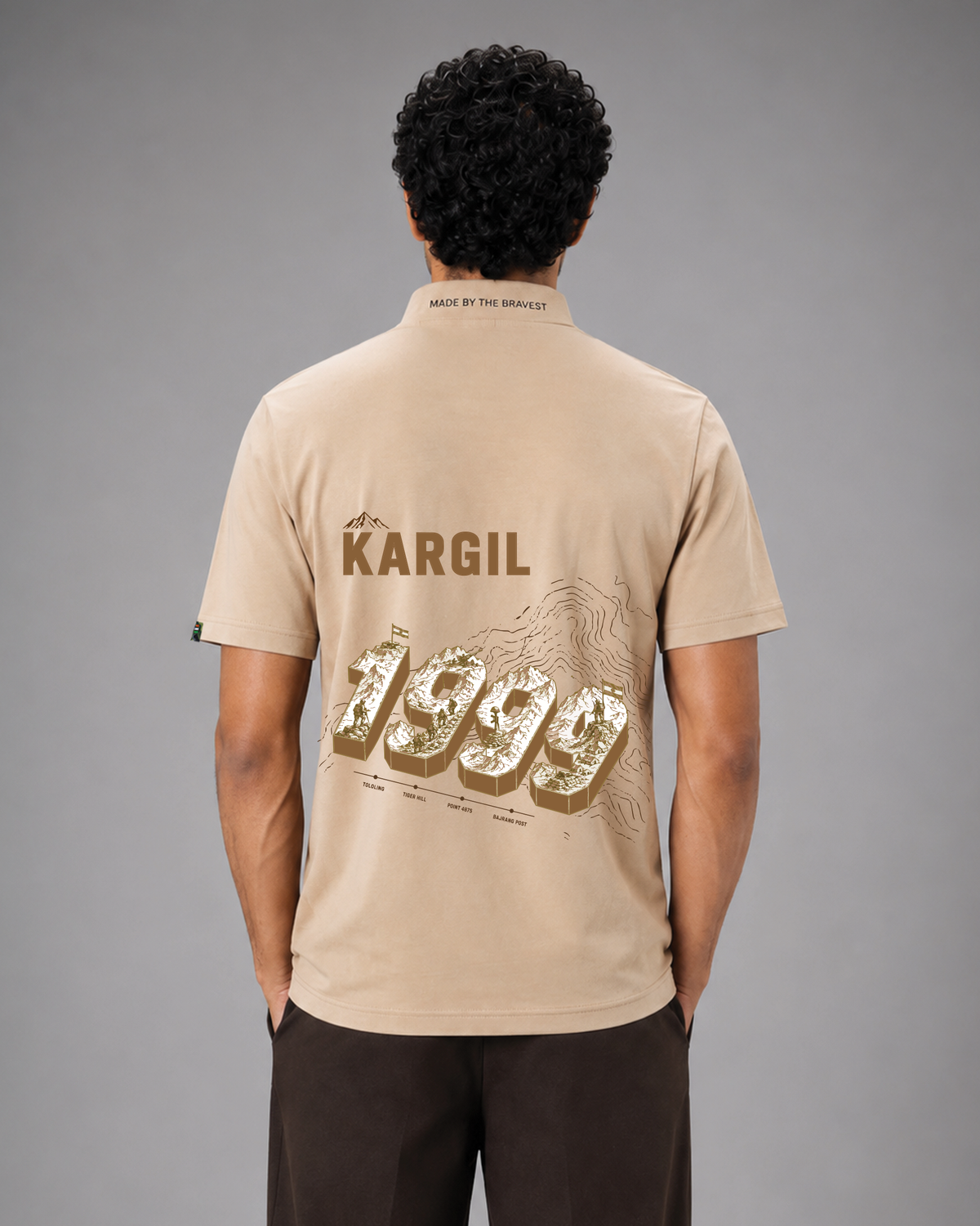 Kargil Beige Half-Zip Performance T-Shirt