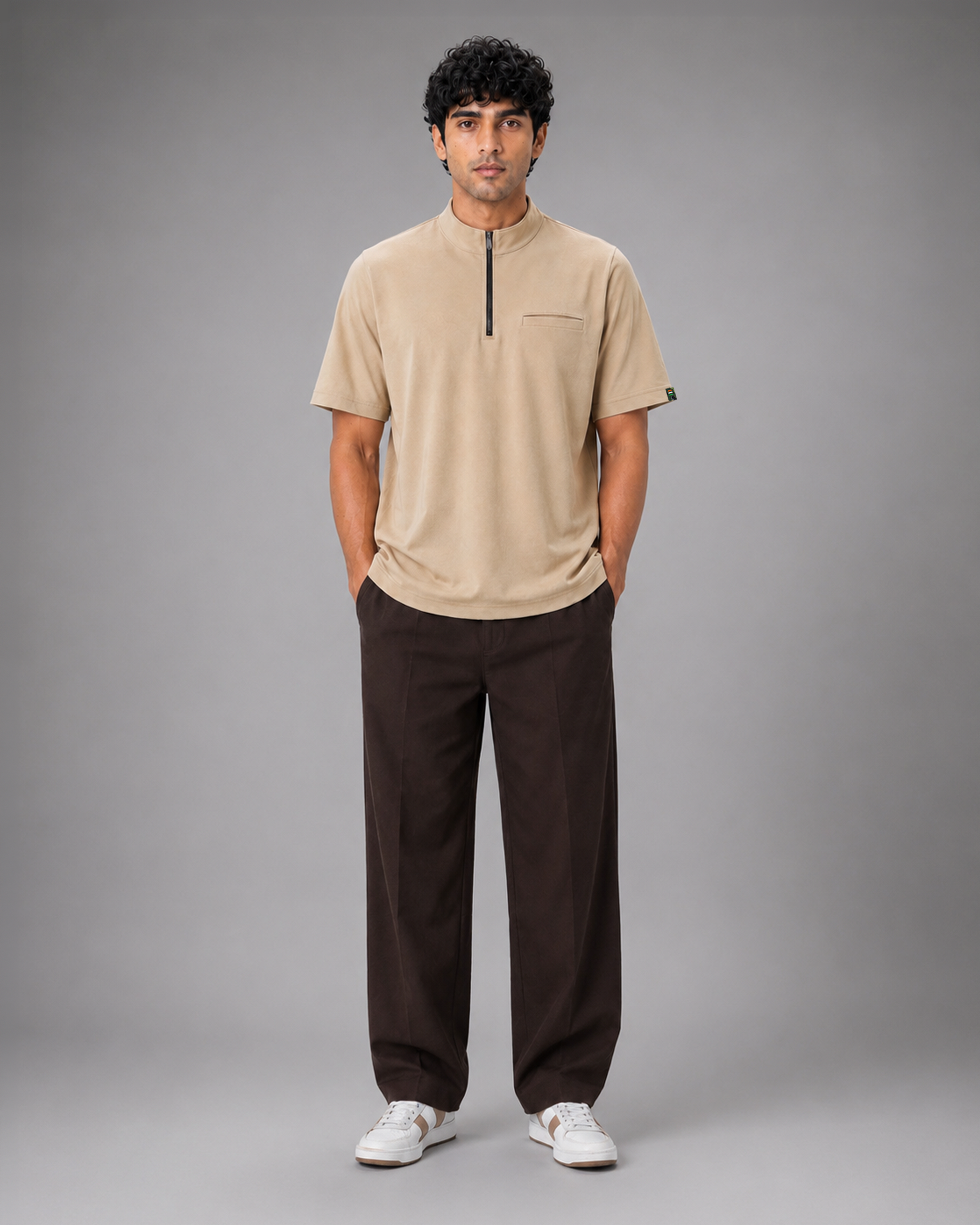 SENA Apex Beige Half-Zip Performance T-Shirt