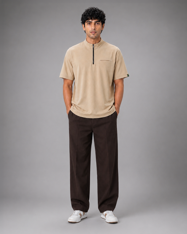 SENA Apex Beige Half-Zip Performance T-Shirt