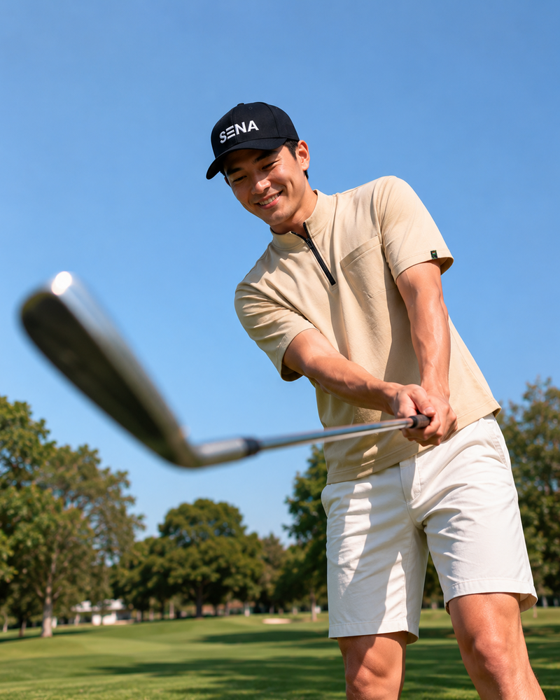 SENA Apex Beige Half-Zip Performance T-Shirt