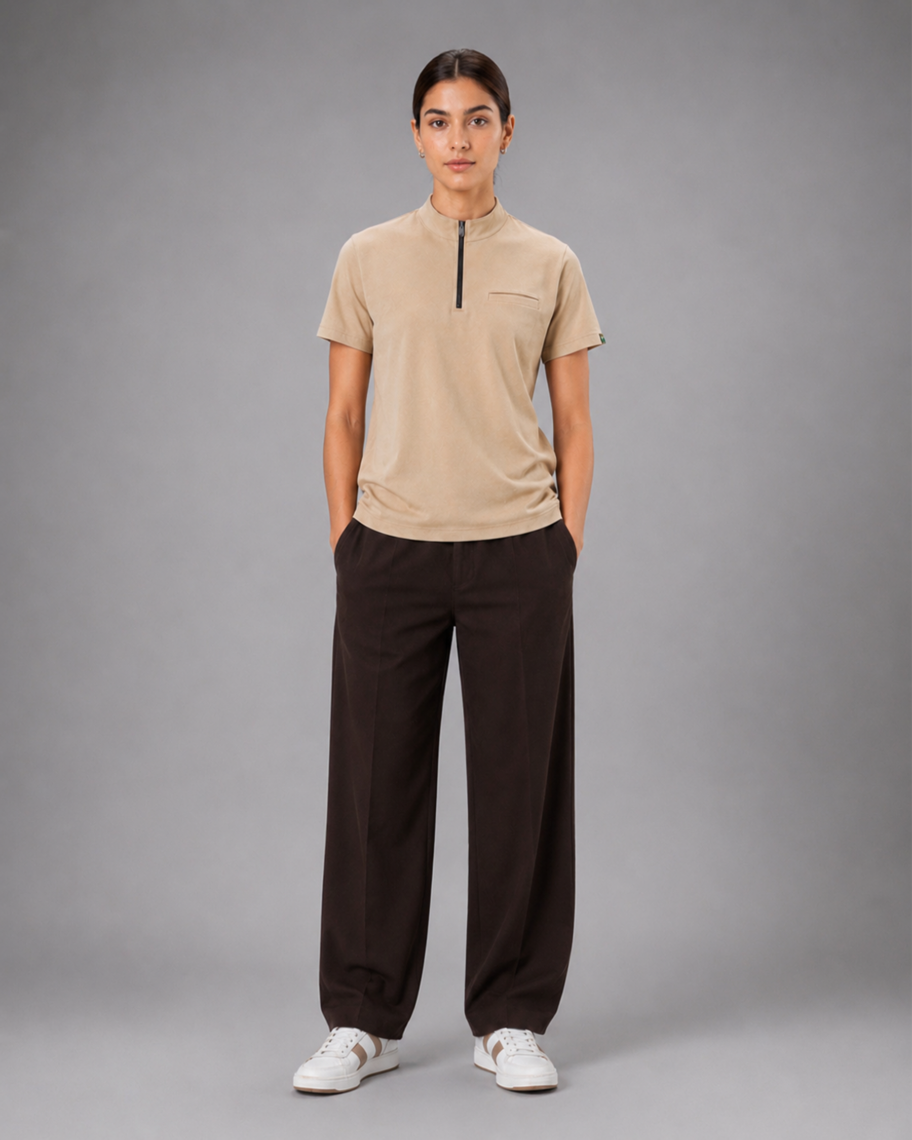 SENA Apex Beige Half-Zip Performance T-Shirt