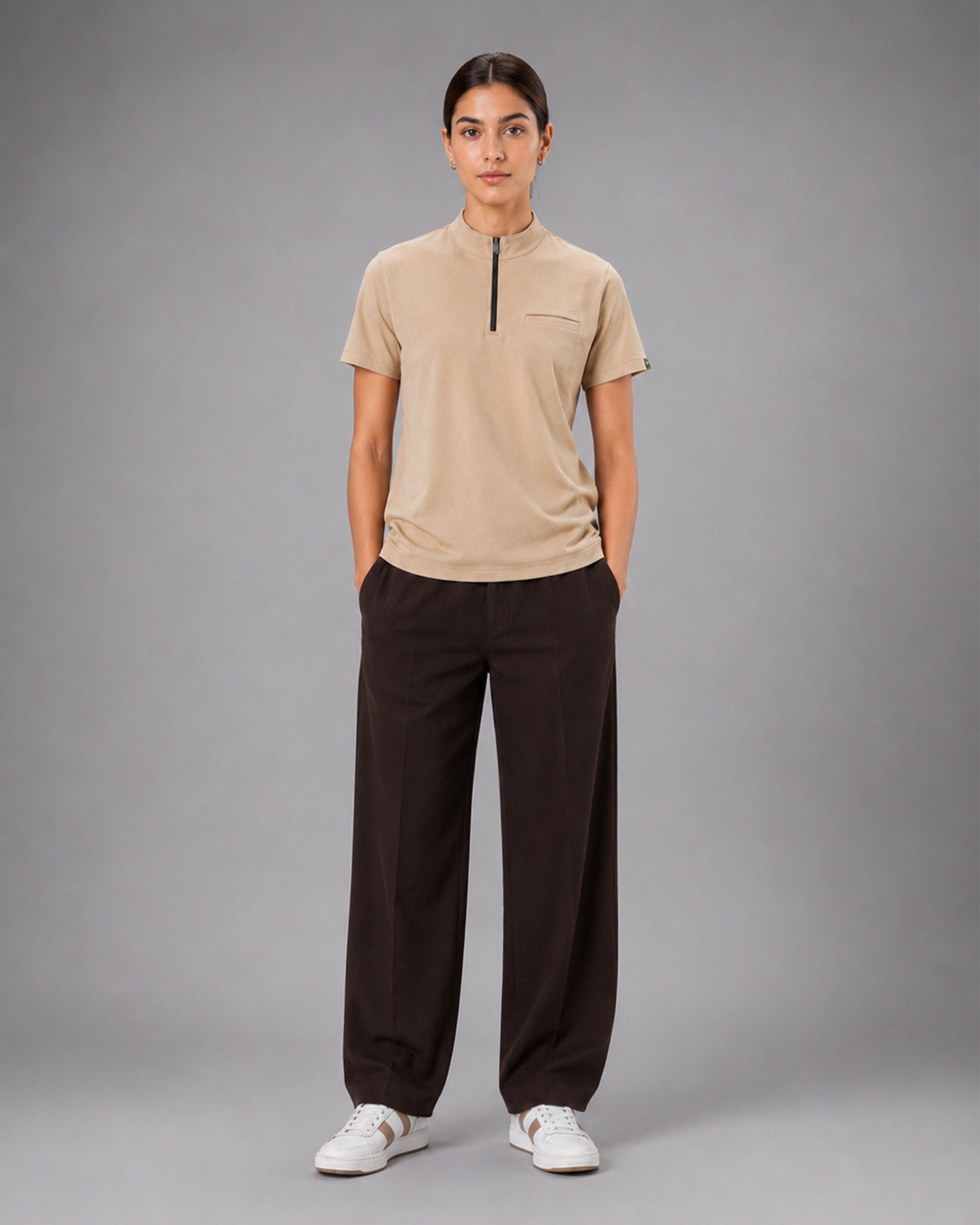 SENA Apex Beige Half-Zip Performance T-Shirt