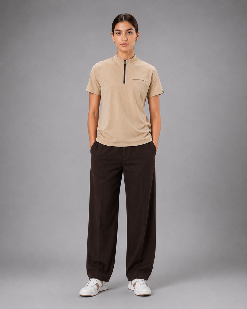 SENA Apex Beige Half-Zip Performance T-Shirt