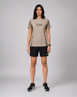 Beige Camo Sleeve Round Neck Dri-Fit T-Shirt | 180 GSM Athleisure Tee
