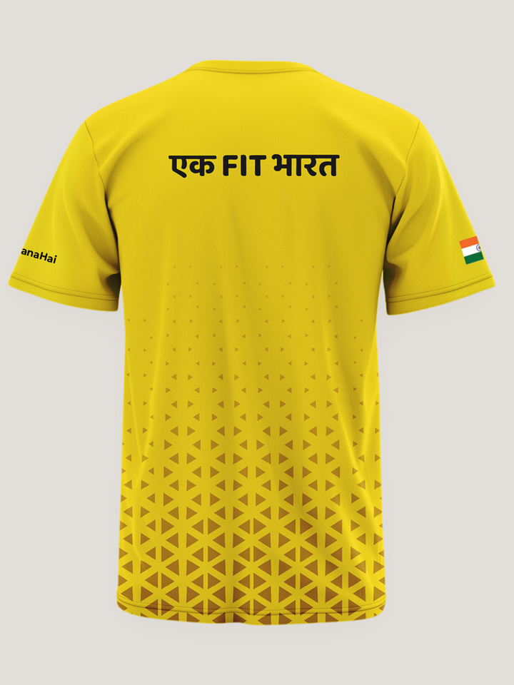 Yellow Bhagat Singh Print Round Neck  Dri Fit T-Shirt