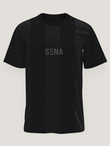 Black Chevron Print Round Neck Dri -Fit T-Shirt