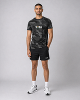 Black & Grey Camo Round Neck Camouflage T-Shirt | 180 GSM Dri-Fit Athleisure Tee