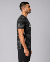 Black & Grey Camo Round Neck Camouflage T-Shirt | 180 GSM Dri-Fit Athleisure Tee