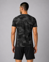 Black & Grey Camo Round Neck Camouflage T-Shirt | 180 GSM Dri-Fit Athleisure Tee