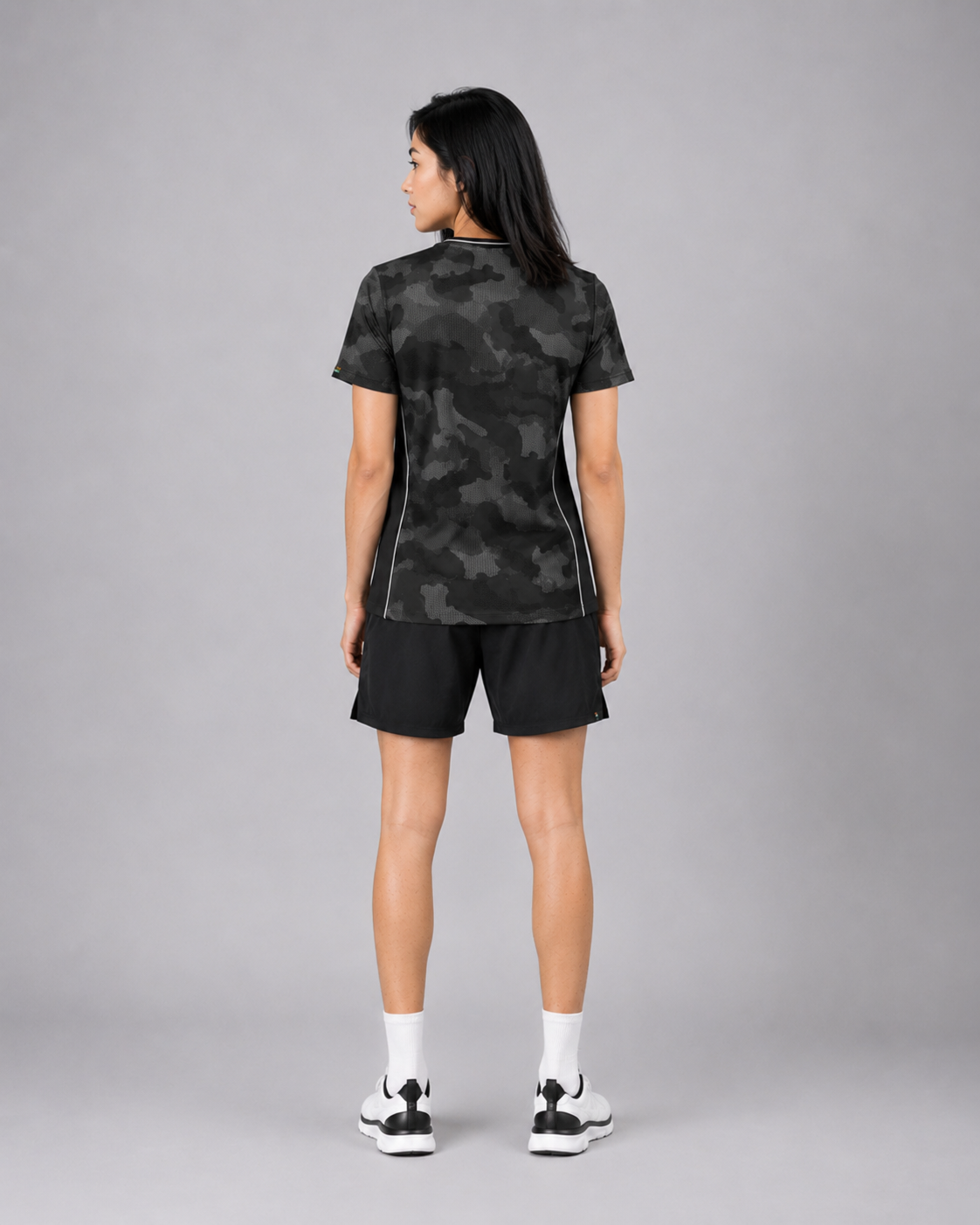 Black & Grey Camo Round Neck Camouflage T-Shirt | 180 GSM Dri-Fit Athleisure Tee