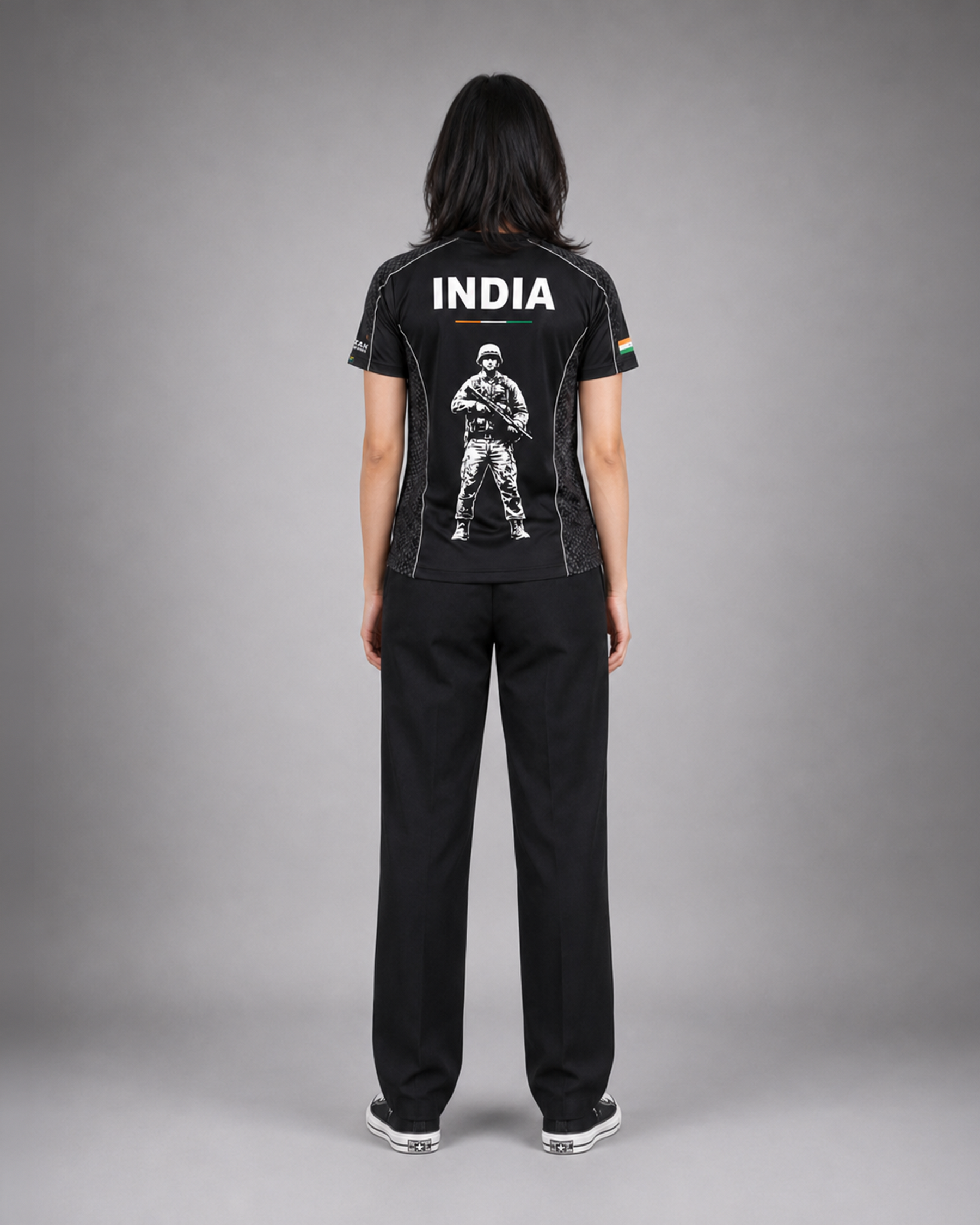 Black Sena Dri-Fit Performance T-Shirt | 180 GSM | Tricolour India Edition