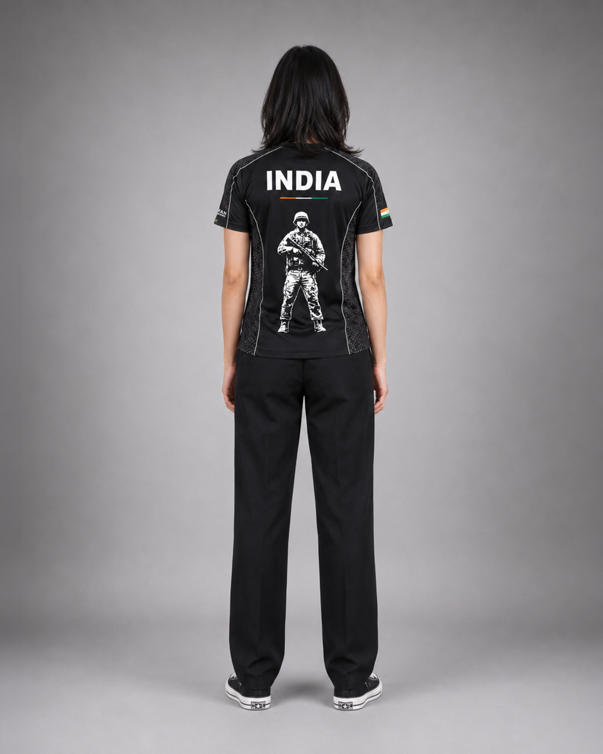 Black Sena Dri-Fit Performance T-Shirt | 180 GSM | Tricolour India Edition