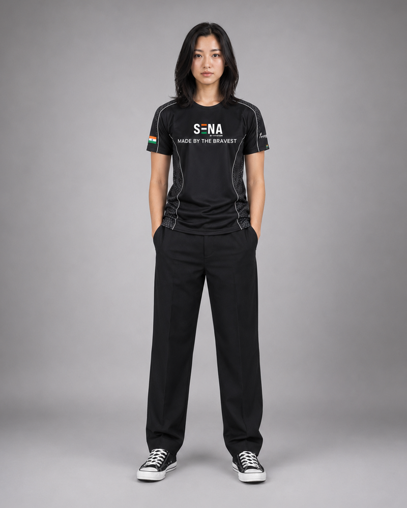 Black Sena Dri-Fit Performance T-Shirt | 180 GSM | Tricolour India Edition