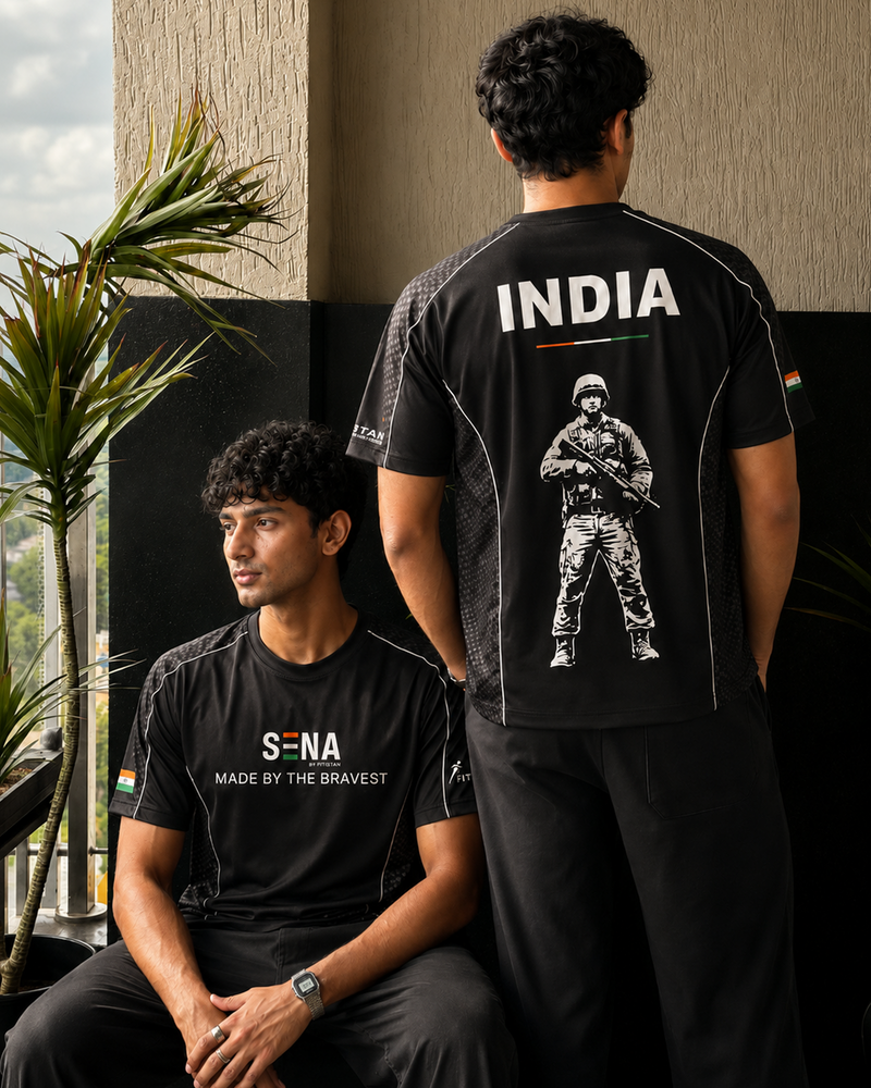 Black Sena Dri-Fit Performance T-Shirt | 180 GSM | Tricolour India Edition
