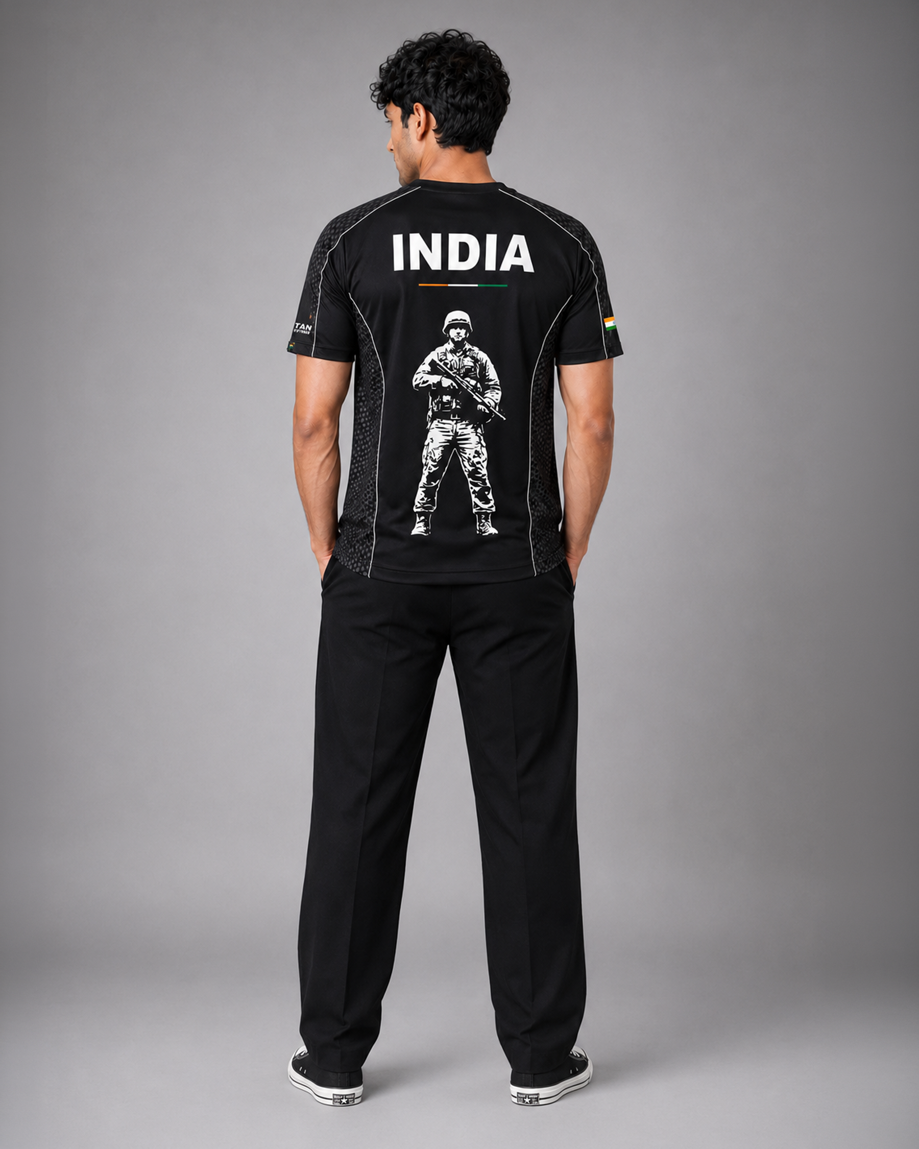 Black Sena Dri-Fit Performance T-Shirt | 180 GSM | Tricolour India Edition
