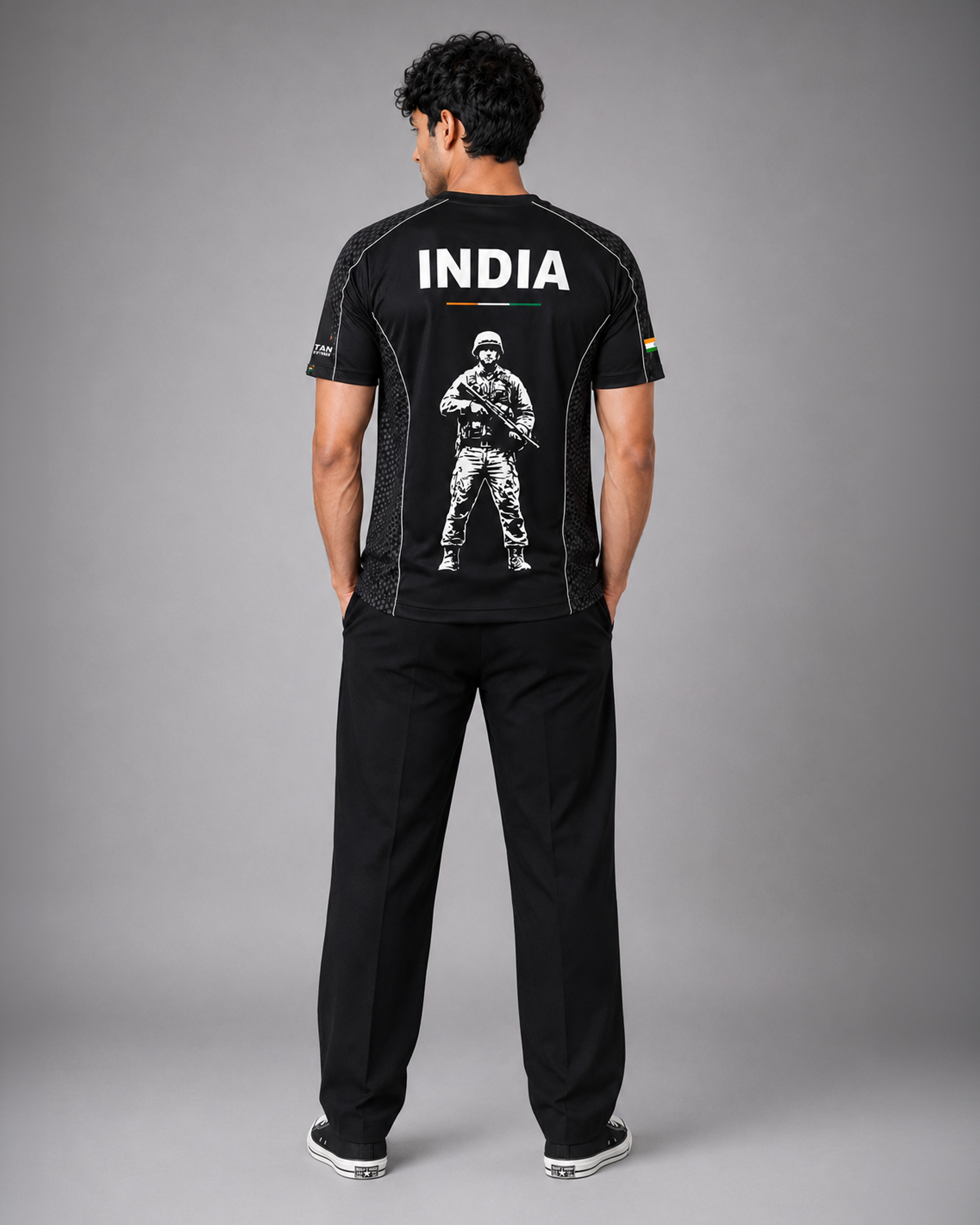Black Sena Dri-Fit Performance T-Shirt | 180 GSM | Tricolour India Edition