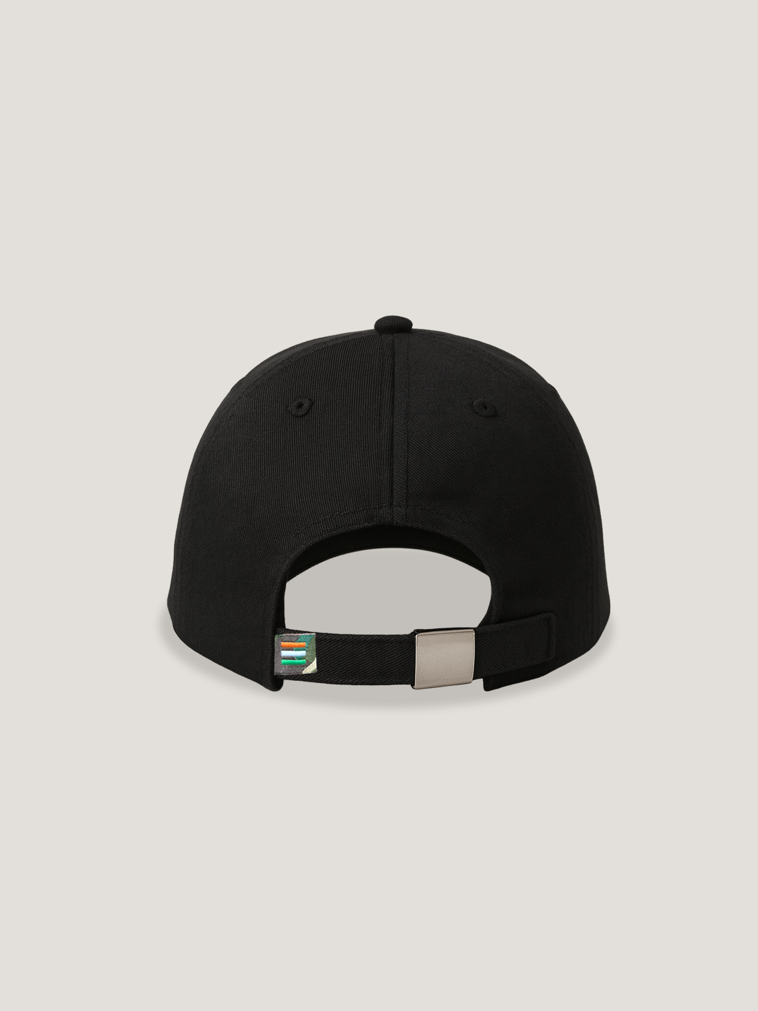 Black Cotton Cap | Adjustable Metal Buckle | Unisex 6-Panel Design
