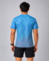 Blue Stripe Print Round Neck Dri- Fit T-Shirt